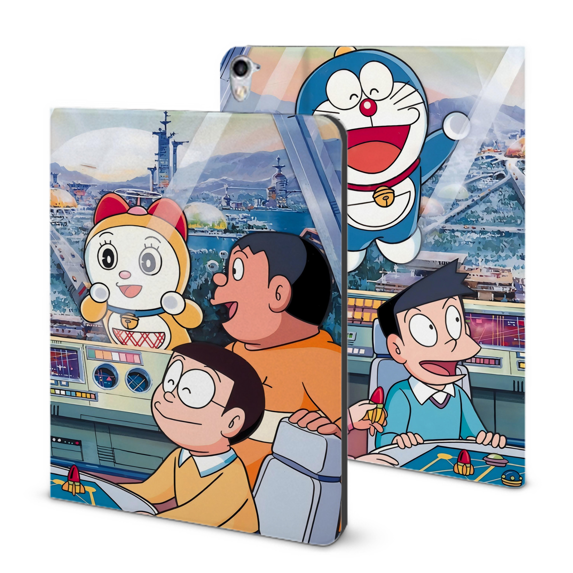 （画像用） ドラえもん Doraemon IPad ケース ブック型 PUレザー TPU 耐衝撃 軽量 薄型 ペン収納なし 全面保護 IPad 各モデル対応